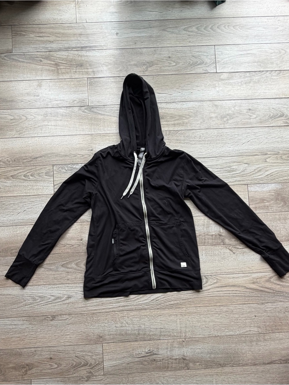 Vuori Black Hoodie Jacket with Zip and Drawstring